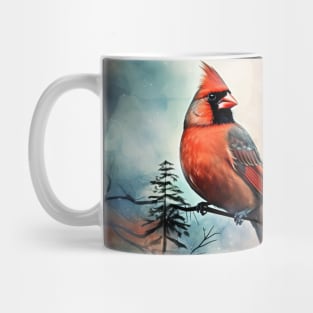 Misty boreal watercolor cardinal Mug